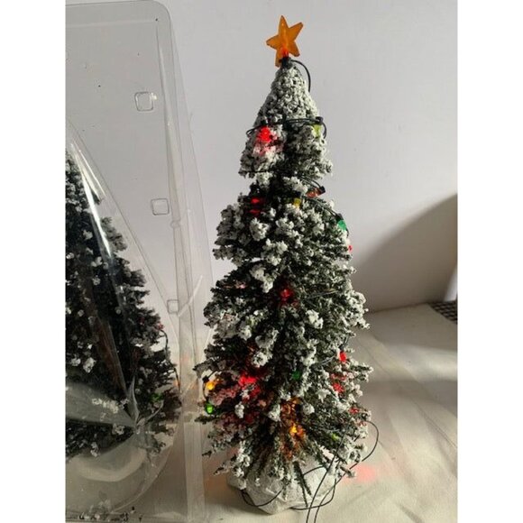 Artificial Miniature Snowy Christmas Tree with Multicolored LED Lights & Star To - Picture 2 of 4